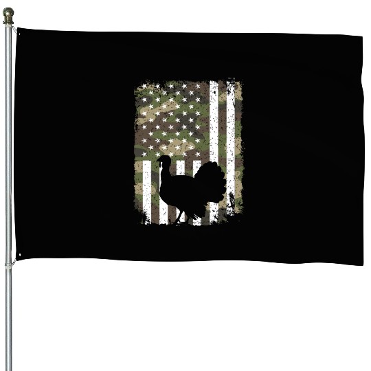 Turkey Hunting Camo US Flag For Hunter Camouflage House Flags