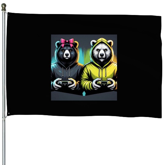 Gamer Bears House Flags