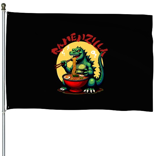 RamenZilla Ramen Noodle Loving Kaiju Monster House Flags