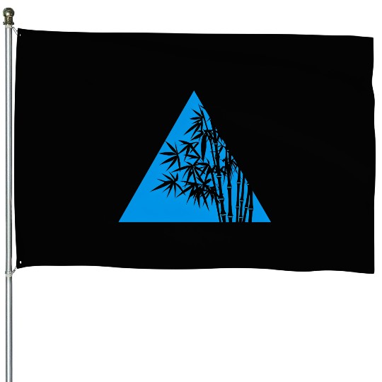A Blue Triangle and Bamboo House Flags