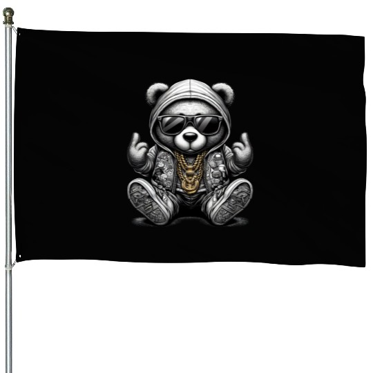 Hip Hop Teddy Bear House Flags