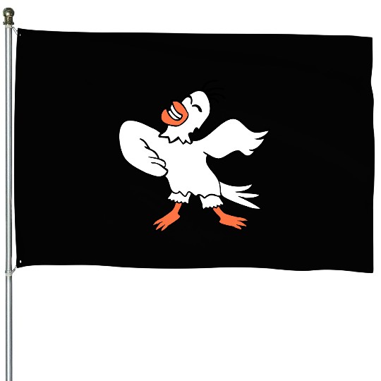 Seagull bird dances happily celebrates cheerful House Flags