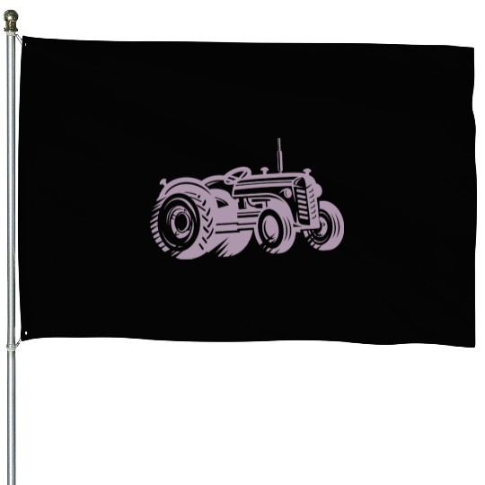 Tractor Silhouette Farmer Agriculture House Flags