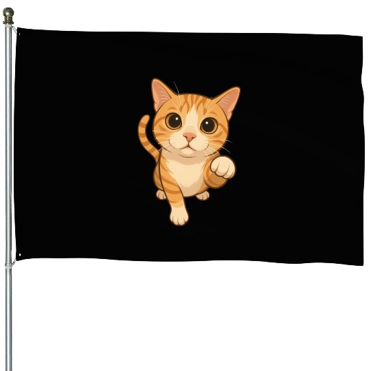 Cute Meow Cat Design for Cat Lovers House Flags