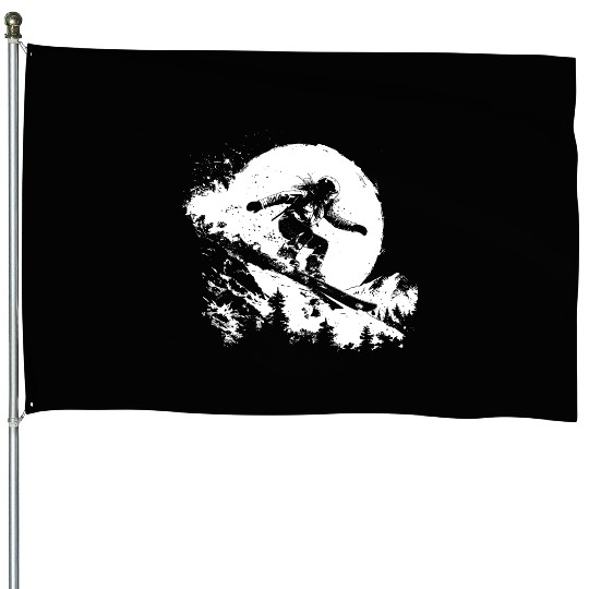 Snowboarding Girl Drawing House Flags