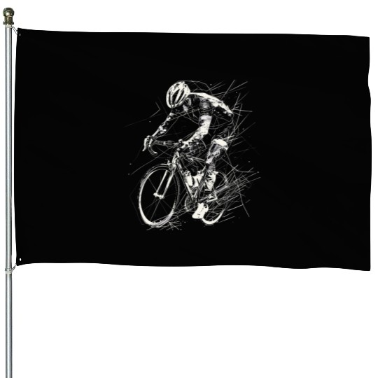 Cycling Guy Drawing House Flags