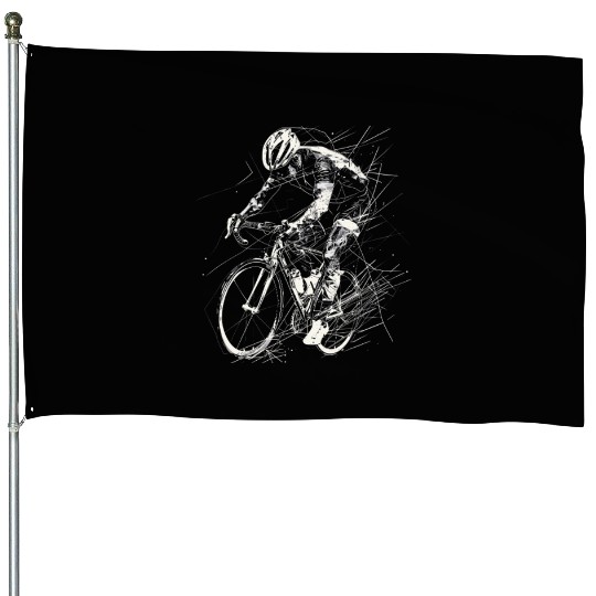 Cycling Guy Drawing House Flags