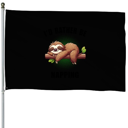 Cute Sleeping Sloth House Flags