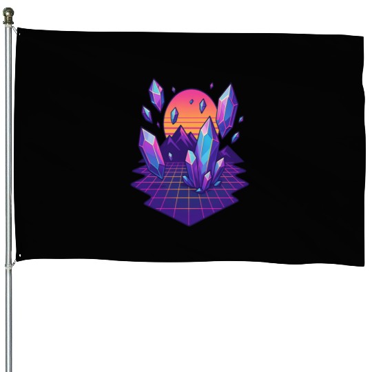 Crystal Skies: A Vaporwave Dreamscape House Flags
