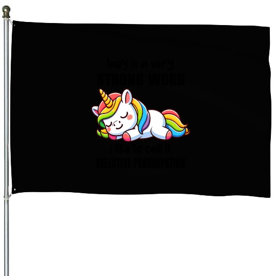 Sleepy Rainbow Unicorn House Flags