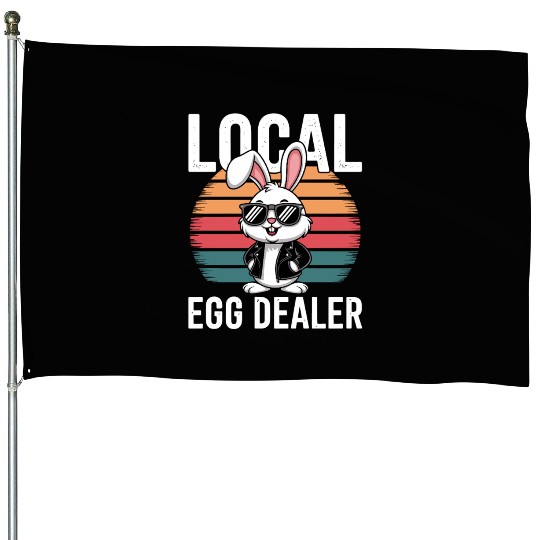 Local Egg Dealer Easter Bunny Retro Easter House Flags