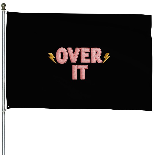 Over It Embroidered Pastel Puff Lettering House Flags