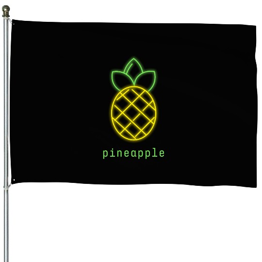 Tropical Neon Pineapple Fruit Summer Design House Flags