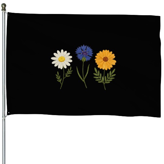 Wildflower Trio Daisy Cornflower Marigold House Flags