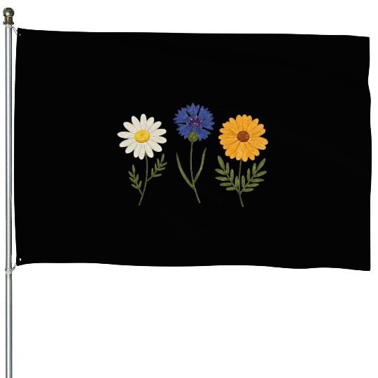 Wildflower Trio Daisy Cornflower Marigold House Flags