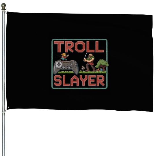 Troll Slayer Vintage Fantasy Game House Flags