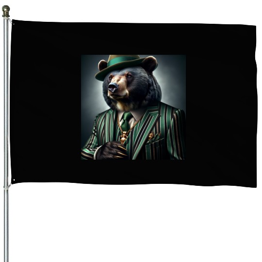 Money Gangster Bear House Flags