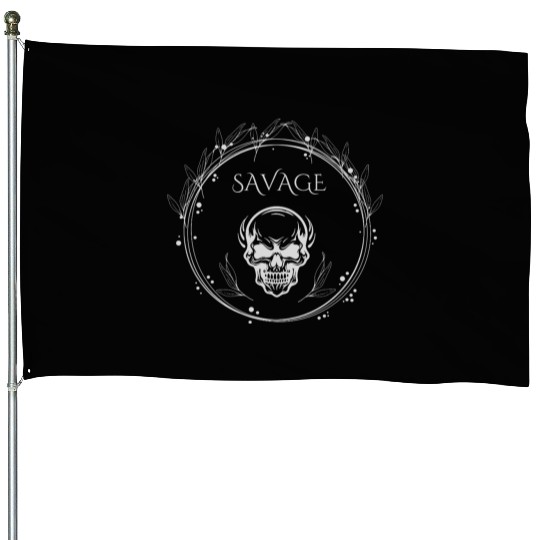 "Savage Skull Circle – Dark Gothic Tribal House Flags