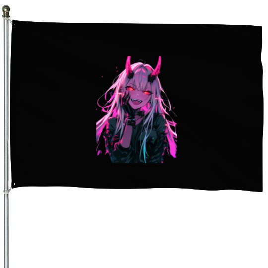Anime Demon Girl Kawaii Waifu Japanese Anime House Flags