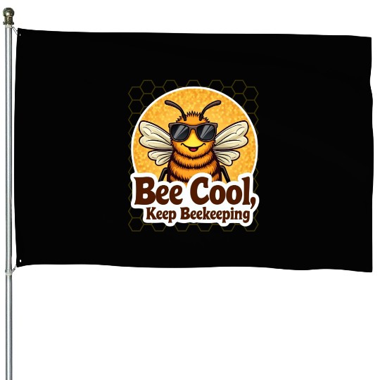 Cool Beekeeper Bee with Sunglasses House Flags