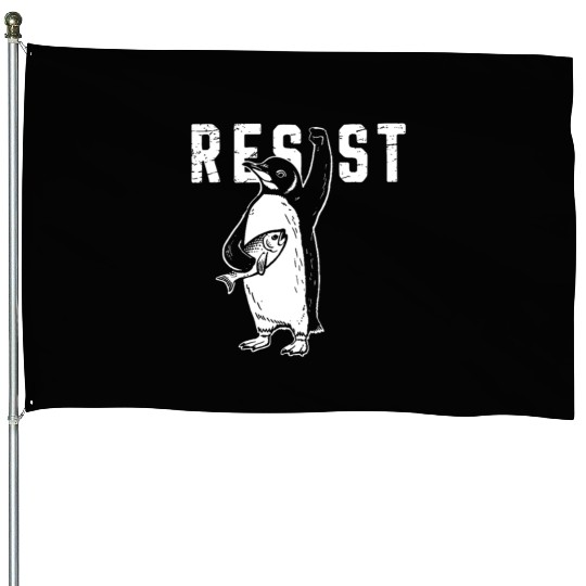 Funny Protest Against Tariffs Resist Penguin House Flags