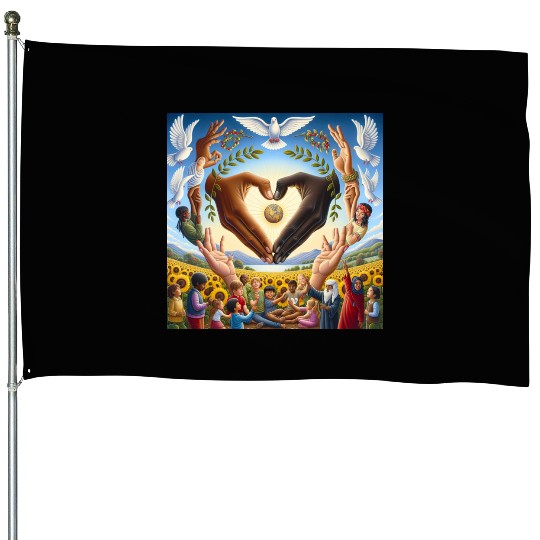Peace & Love Design House Flags