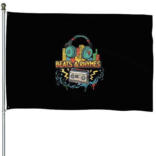 Hip-Hop Beats & Rhymes Graffiti House Flags