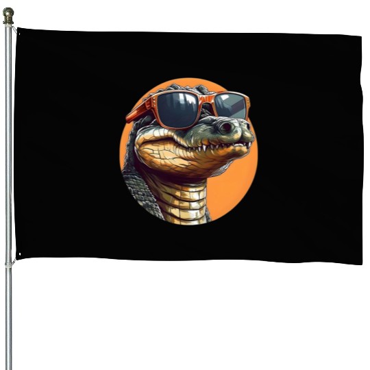 Stylish Alligator House Flags with Circle Design