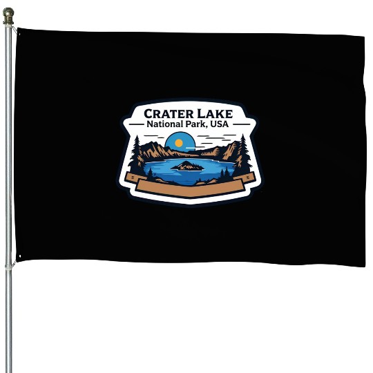 Crater Lake National Park Southern Oregon USA Logo House Flags