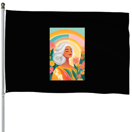 Pastel Abstract Illustration Design of a Woman House Flags