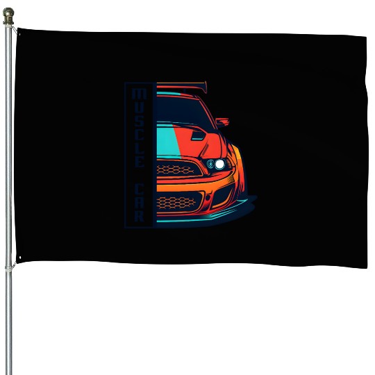 Muscle Car US House Flags Modern Muscle Car Man Children