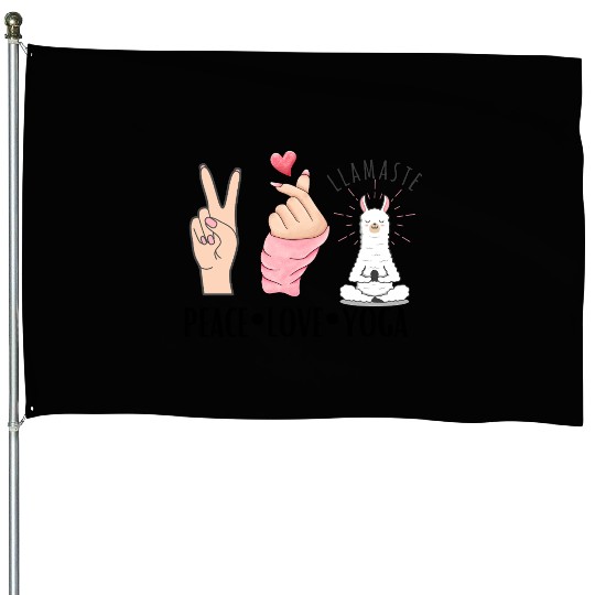 peace love yoga House Flags