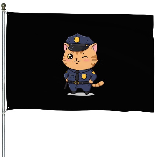 Paw-sitive Law Enforcement – Funny Cat Cop House Flags