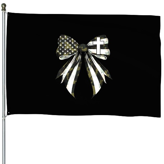 Coquette Bow Cross Faith Camouflage US Flag Pride House Flags