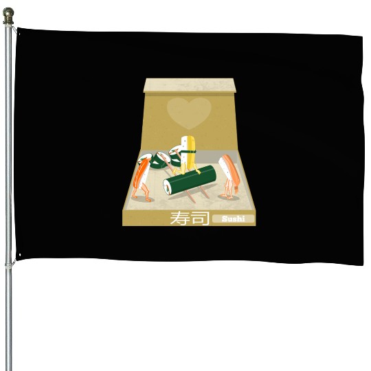 Funny sushi box House Flags