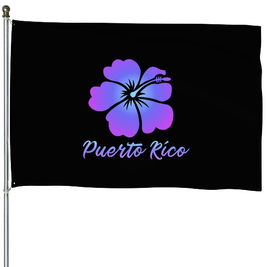 Puerto Rico Hibiscus House Flags