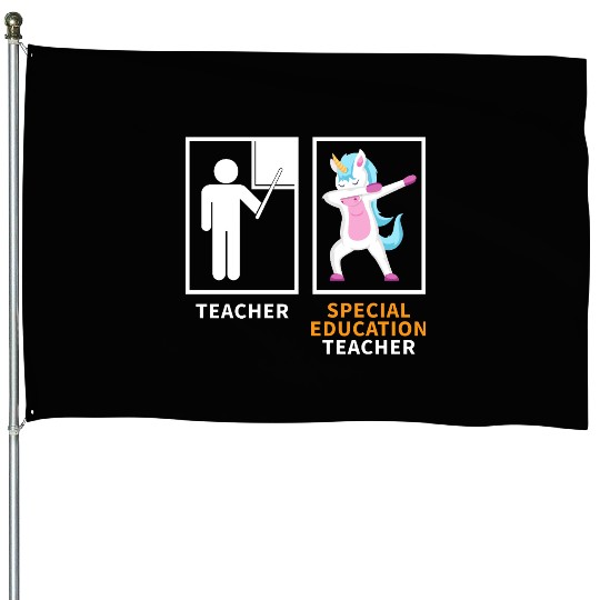 Special education teacher dabbing unicorn House Flags