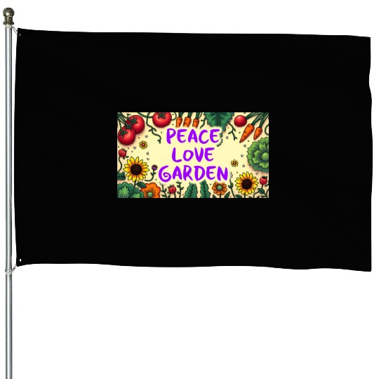 Peace, Love, Garden House Flags
