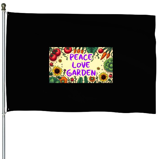 Peace, Love, Garden House Flags