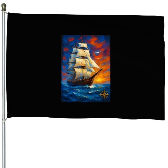 Acrylic Style Ship Art Painting House Flags