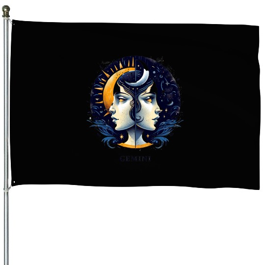 Zodiac Card Gemini House Flags