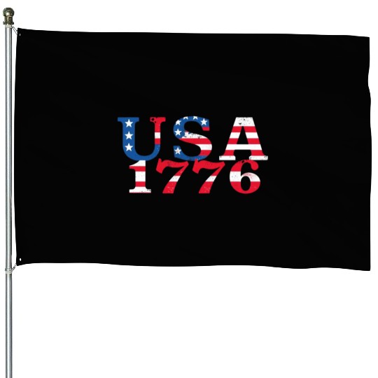 USA Established 1776 Stars Red White Blue House Flags