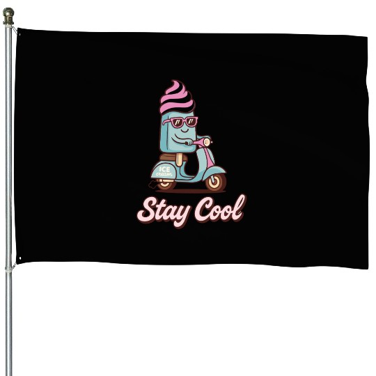 Stay Cool – Ice Cream on Scooter House Flags