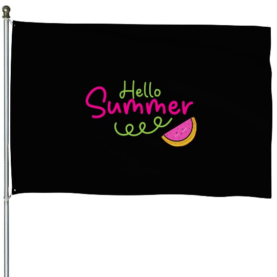 Hello Summer Cute Watermelon House Flags