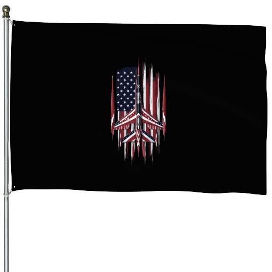 Patriotic Fighter Jet American Flag Art House Flags