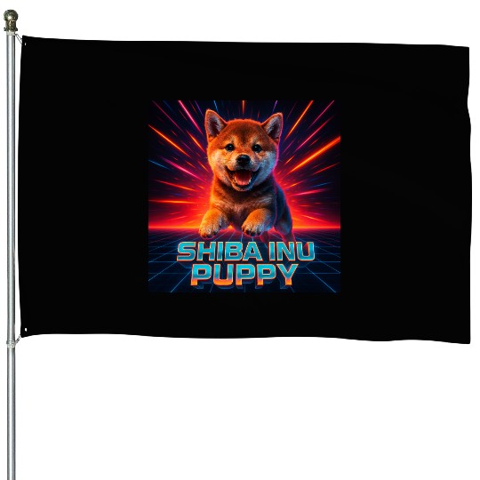 Shiba Inu Puppy – Neon Turbo Energy House Flags