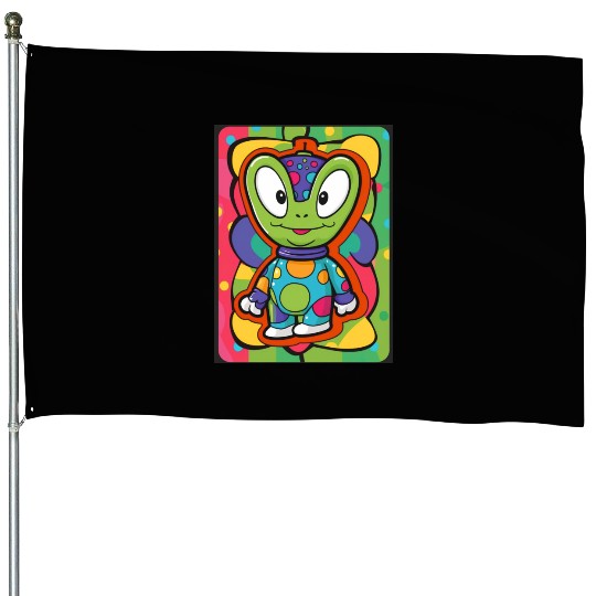 Colorful Cute Alien House Flags