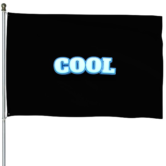 COOL Ice Blue Bold Text House Flags