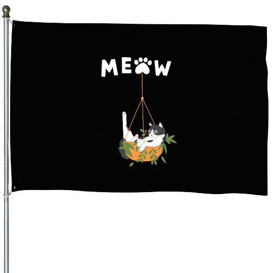 cute swinimg cat House Flags