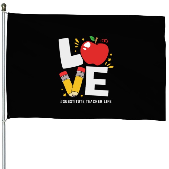 Substitute Teacher Back To School House Flags